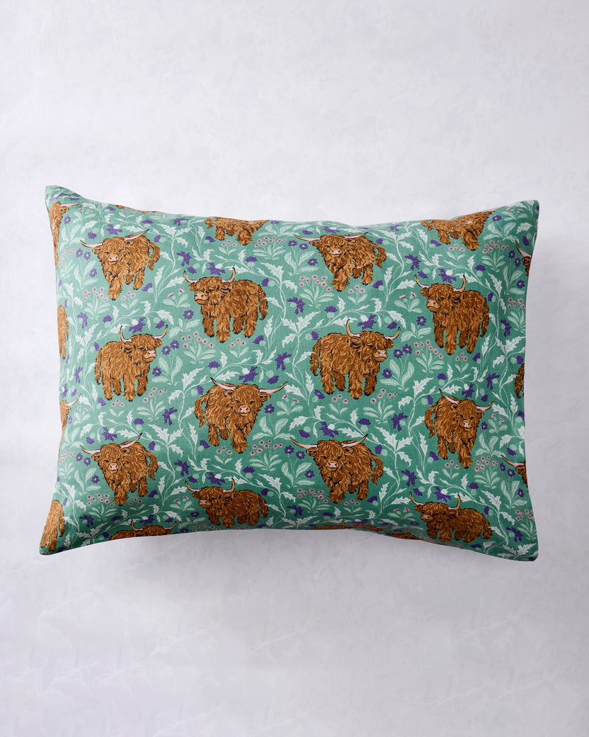 Highland Cows - Lightweight Flannel Pillowcase (Set of 2) - Soft Thistle
