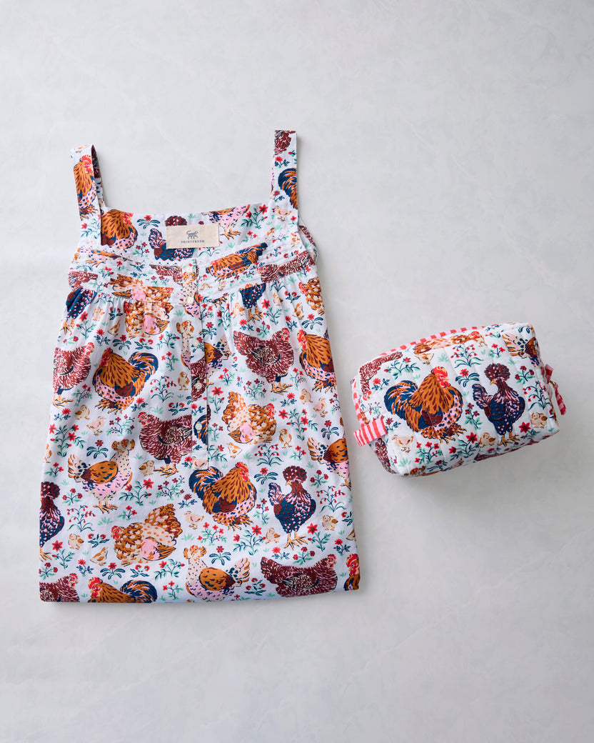 Must Love Chickens - Back to Bed Nightgown & Pouch Bundle - Cloud