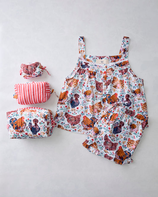 Must Love Chickens - Back to Bed Short Set & Pouches Bundle - Cloud