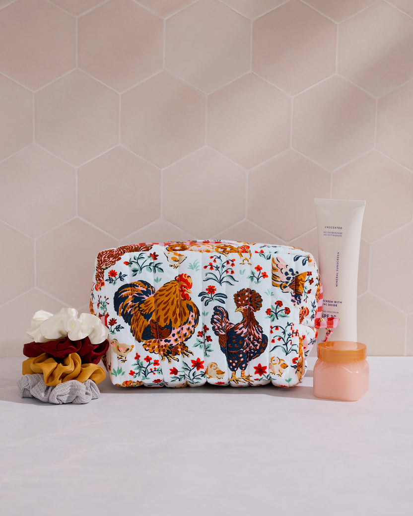 Must Love Chickens - Quilted Pouch - Cloud