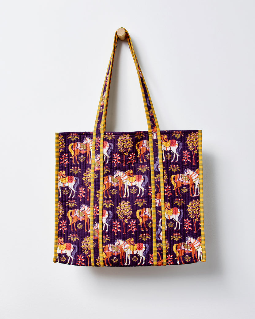 Queen’s Horses - The Traveler Tote - Deep Aubergine