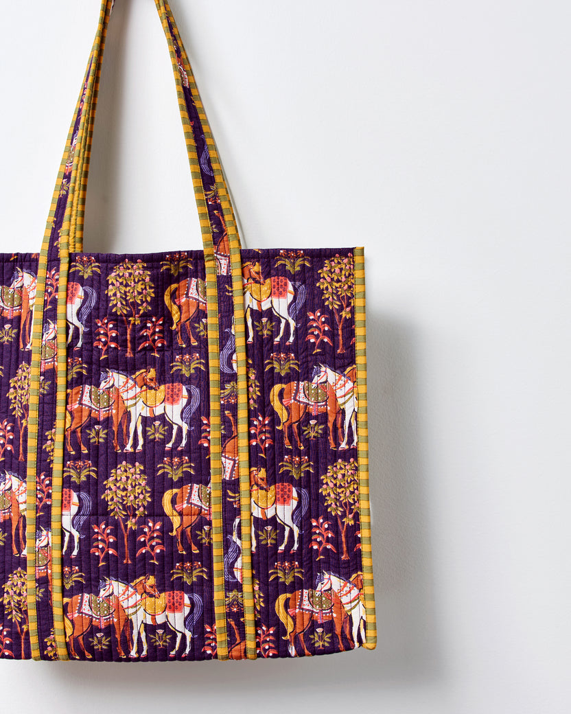 Queen’s Horses - The Traveler Tote - Deep Aubergine