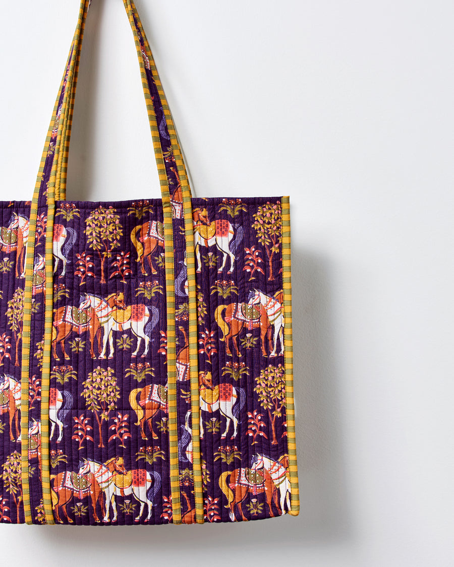 Queen’s Horses - The Traveler Tote - Deep Aubergine