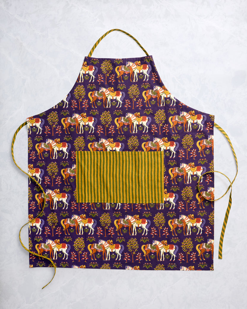 Queen's Horses - Apron - Deep Aubergine