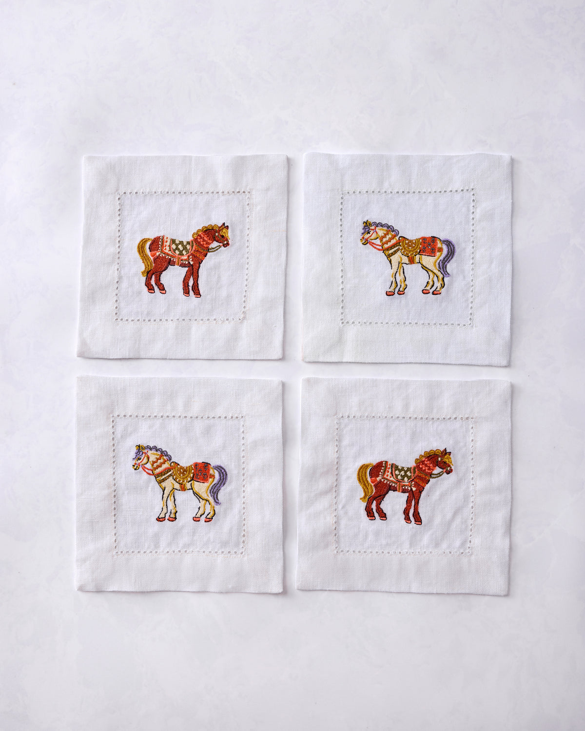 Queen's Horses - Cocktail Napkins Set of 4 - Deep Aubergine