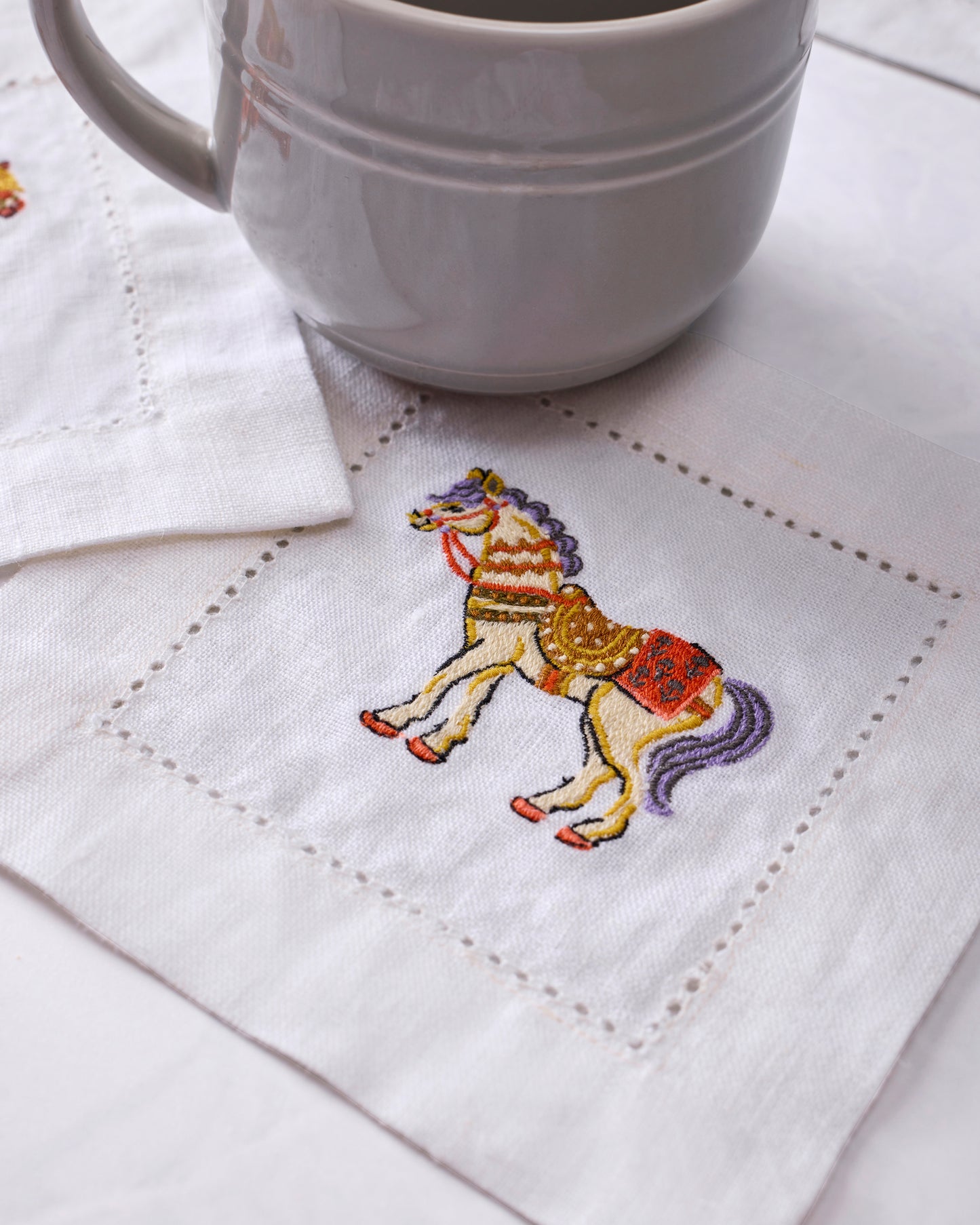 Queen's Horses - Cocktail Napkins Set of 4 - Deep Aubergine