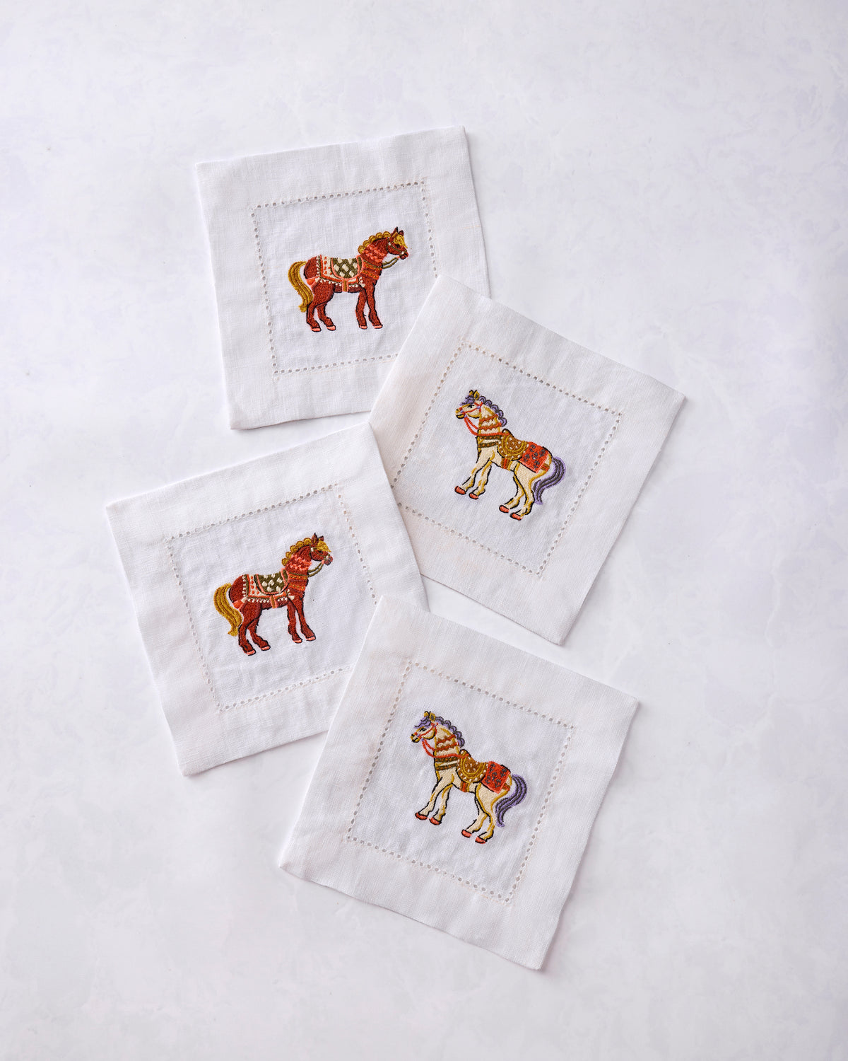 Queen's Horses - Cocktail Napkins Set of 4 - Deep Aubergine