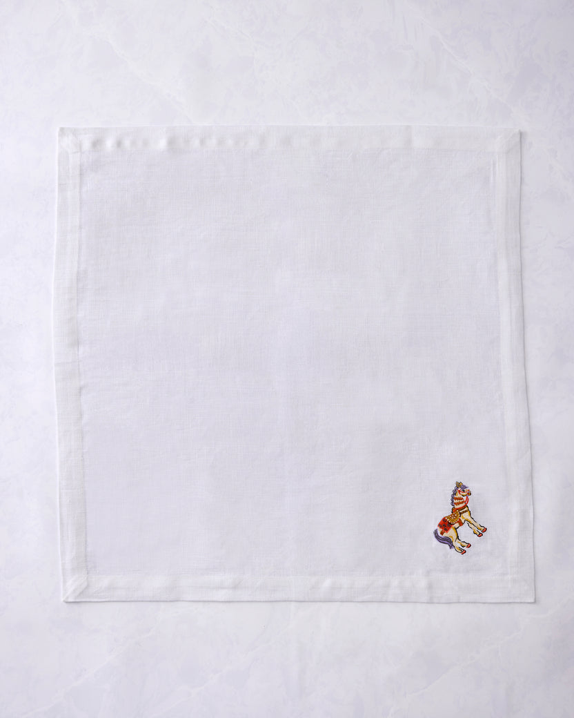 Queen's Horses - Oversized Linen Dinner Napkins Set of 4 - Deep Aubergine