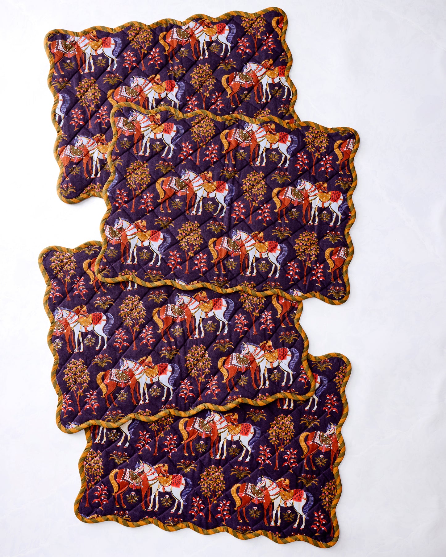Queen's Horses - Set of 4 Placemats - Deep Aubergine
