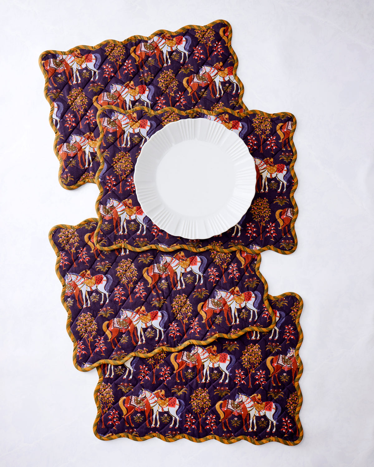 Queen's Horses - Set of 4 Placemats - Deep Aubergine