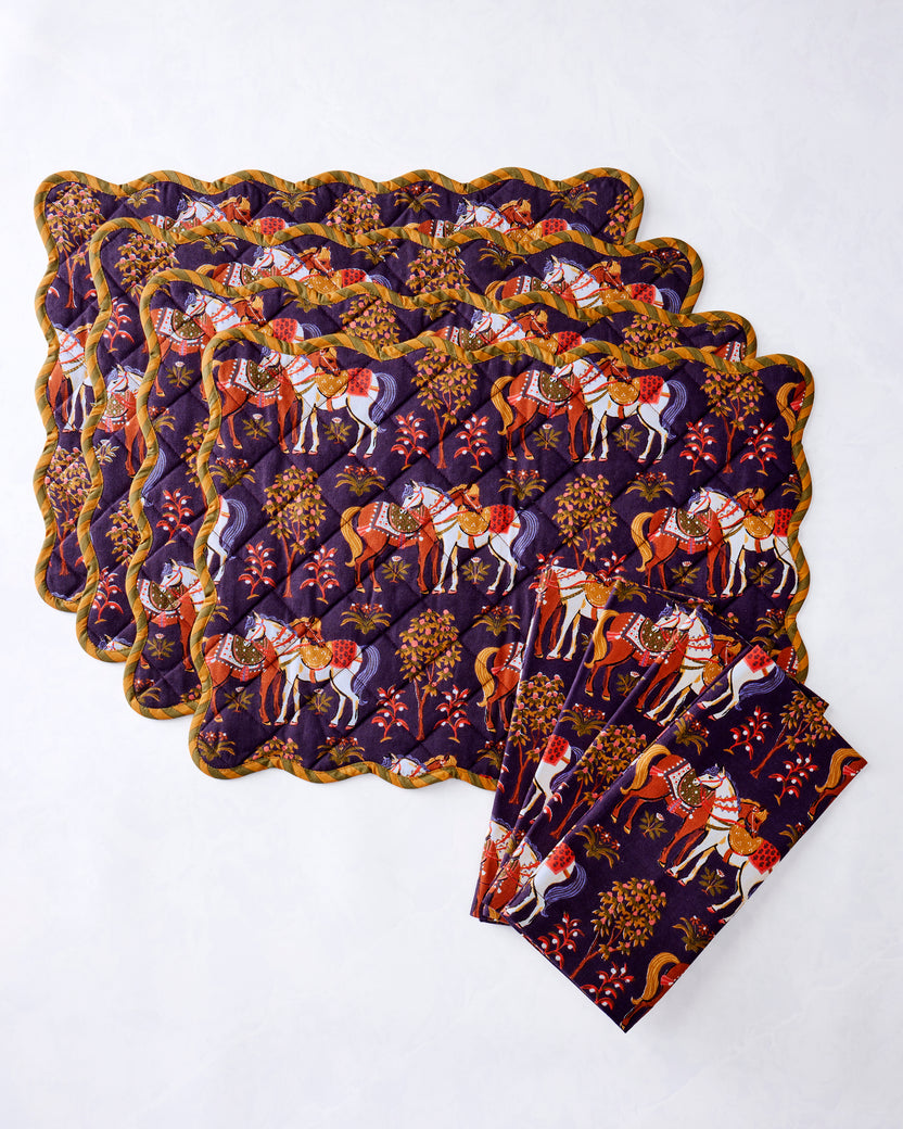 Queen's Horses - Set of 4 Placemats - Deep Aubergine