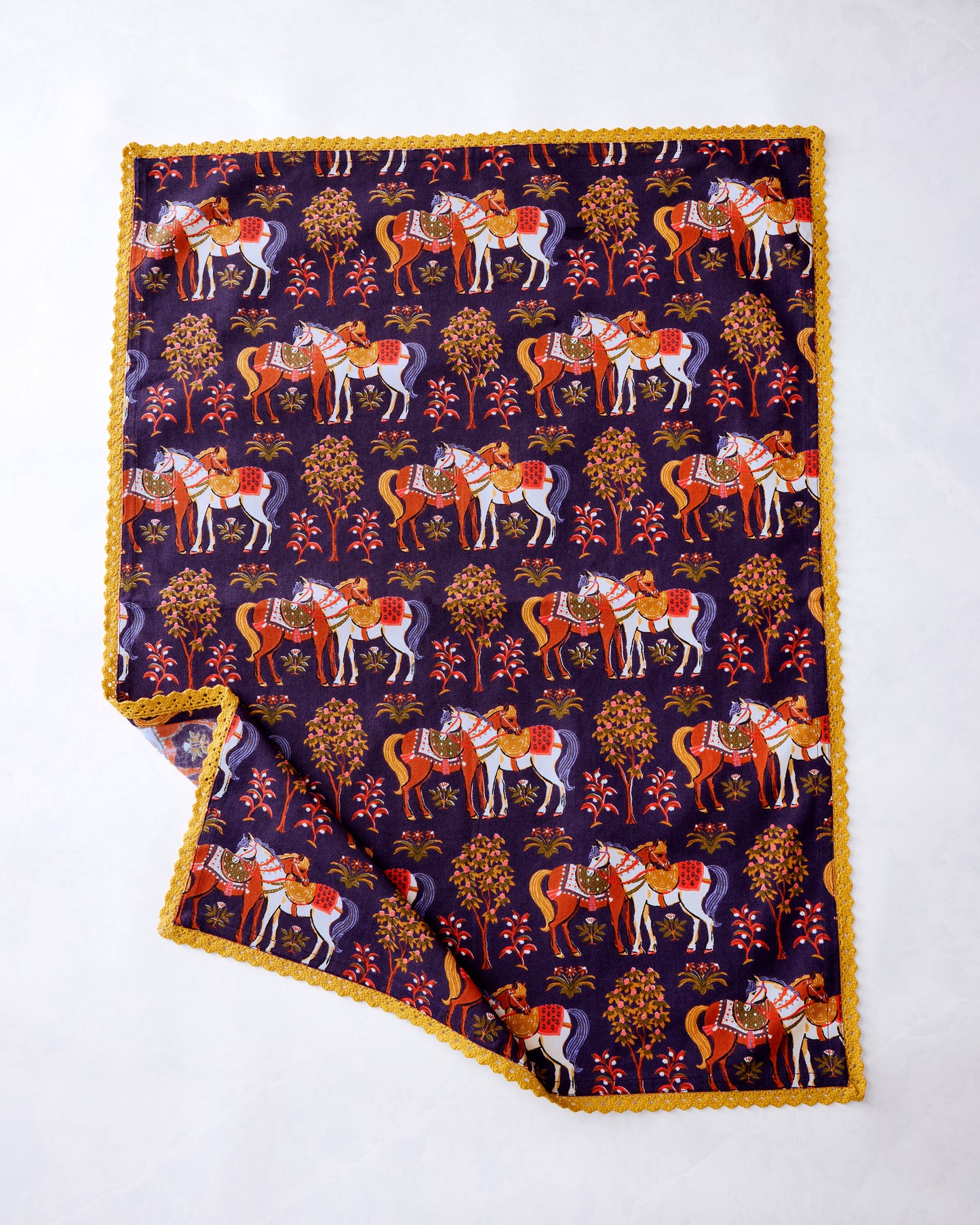 Queen's Horses - Hostess Kitchen Towels - Deep Aubergine