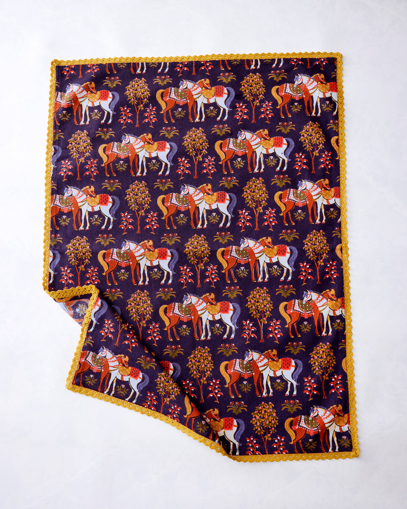 Queen's Horses - Hostess Kitchen Towels - Deep Aubergine