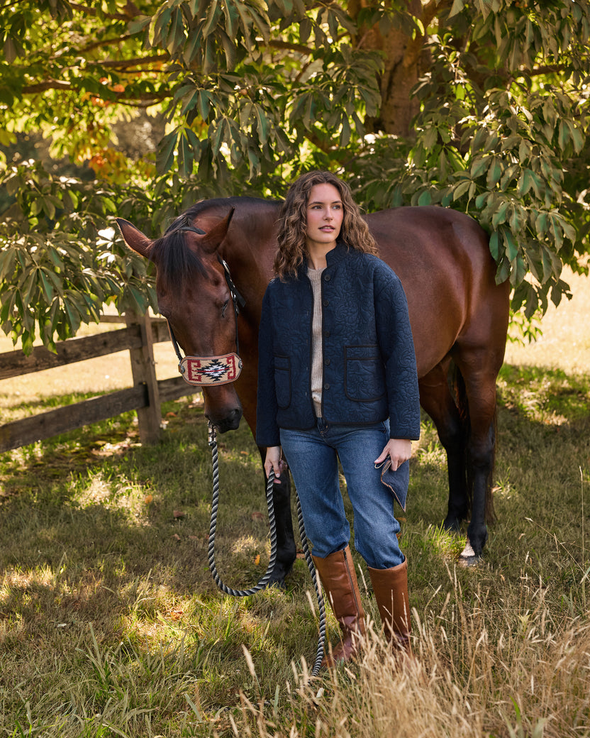 Quilted Equestrian - Marley Pouch - Vintage Indigo