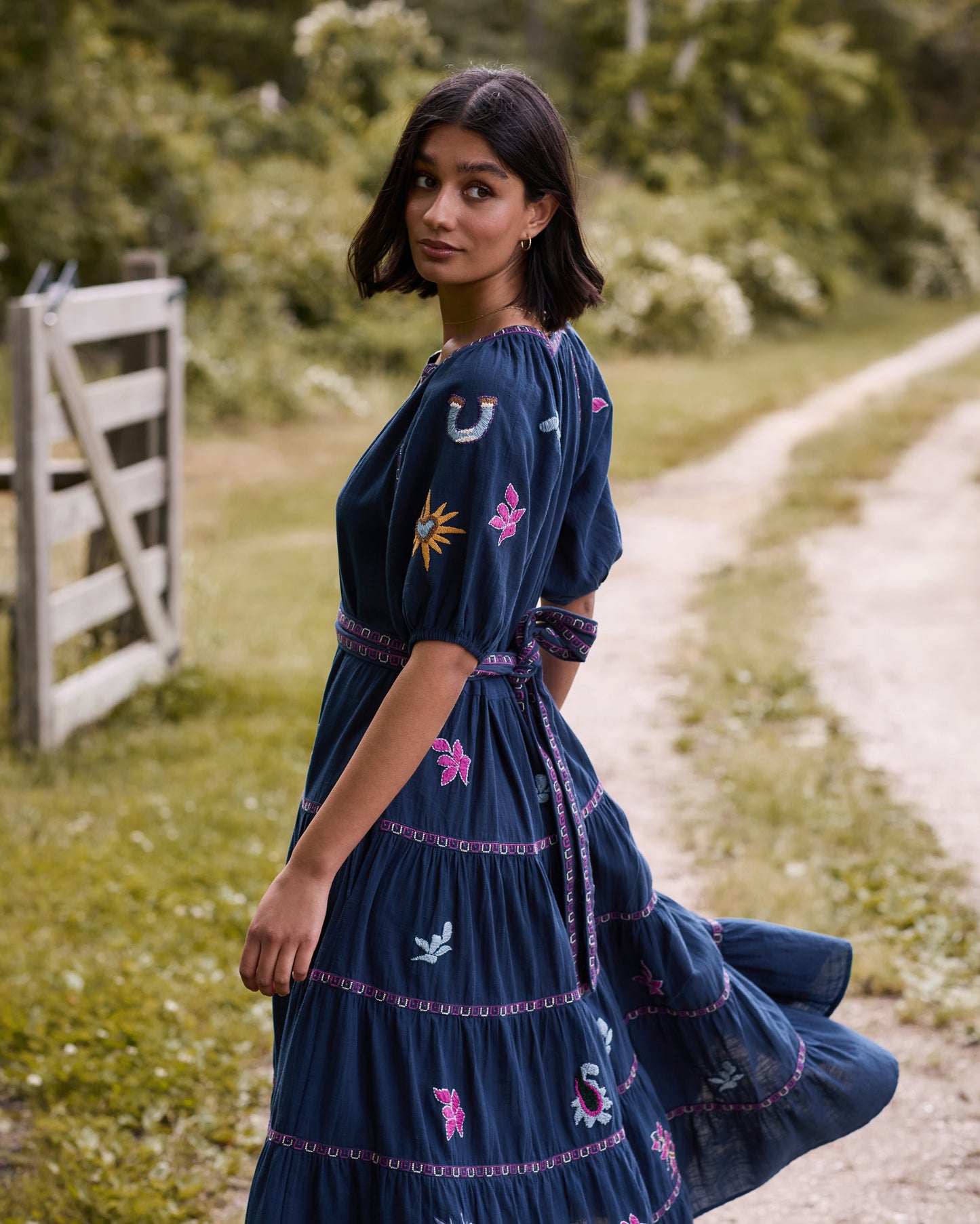 Rodeo Embroidery - To and From Dress - Navy