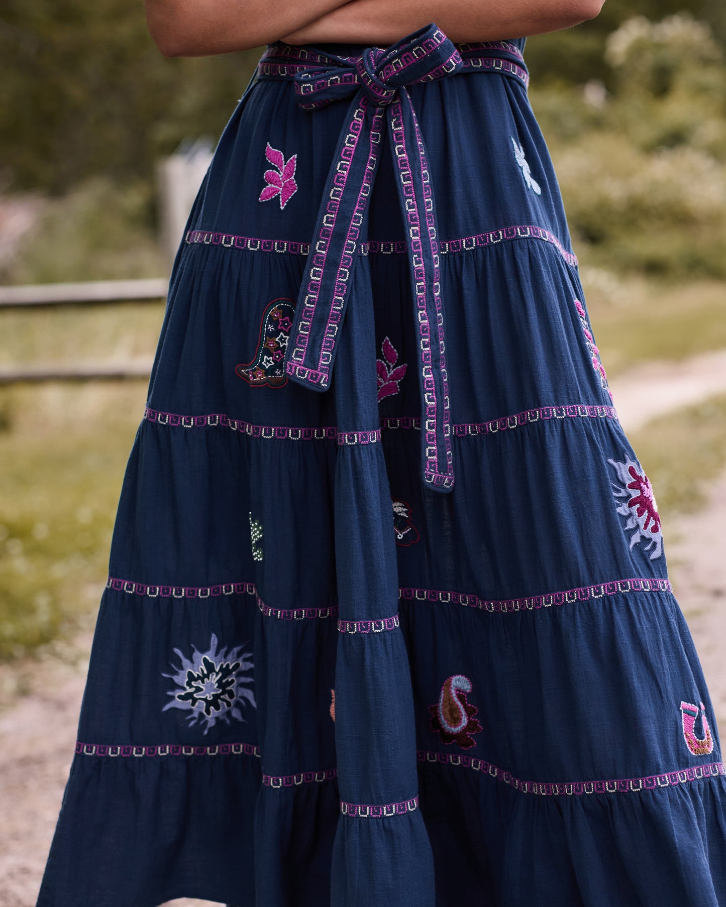 Rodeo Embroidery - To and From Dress - Navy
