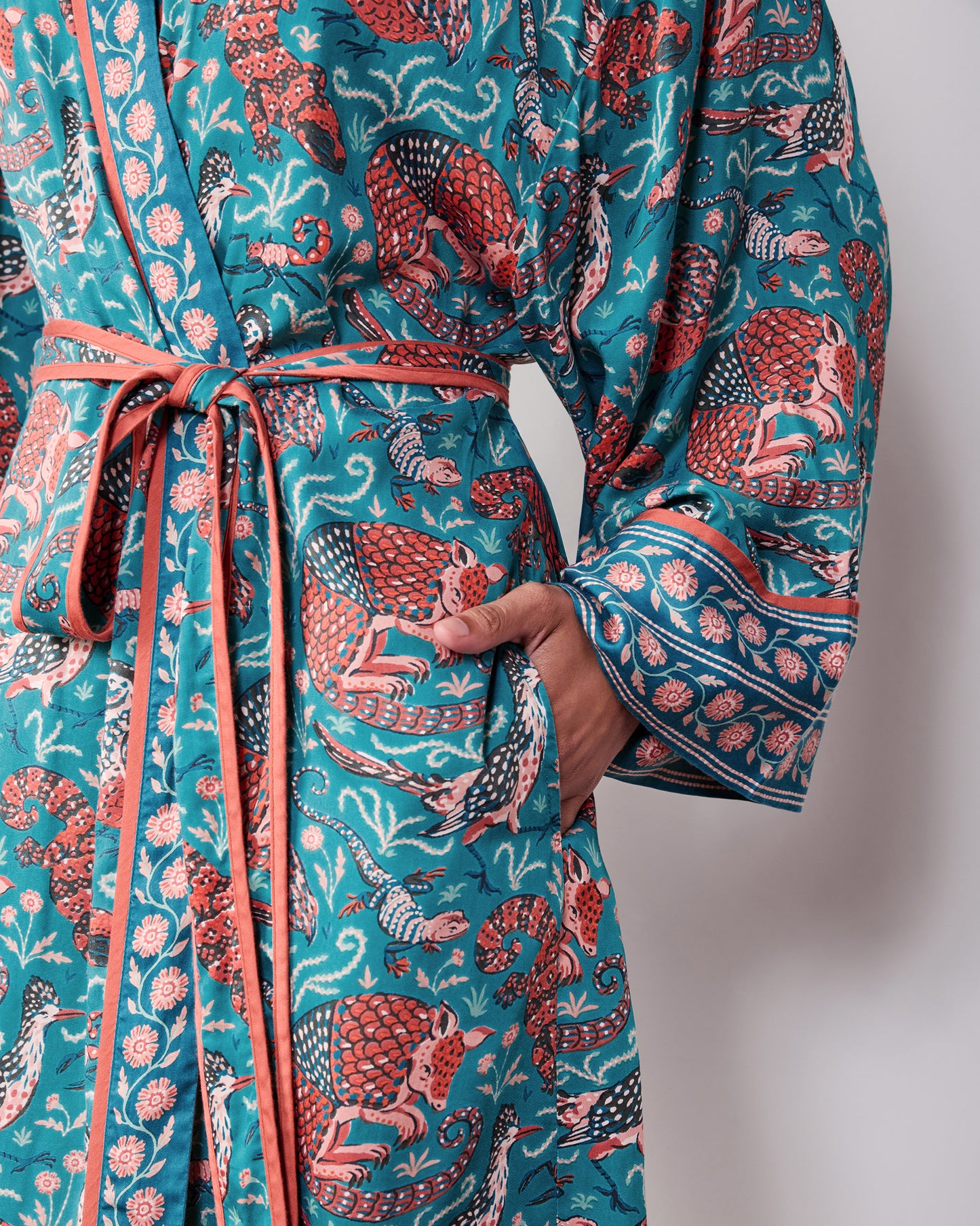 Canyon Critters - Eco Satin Robe - Teal