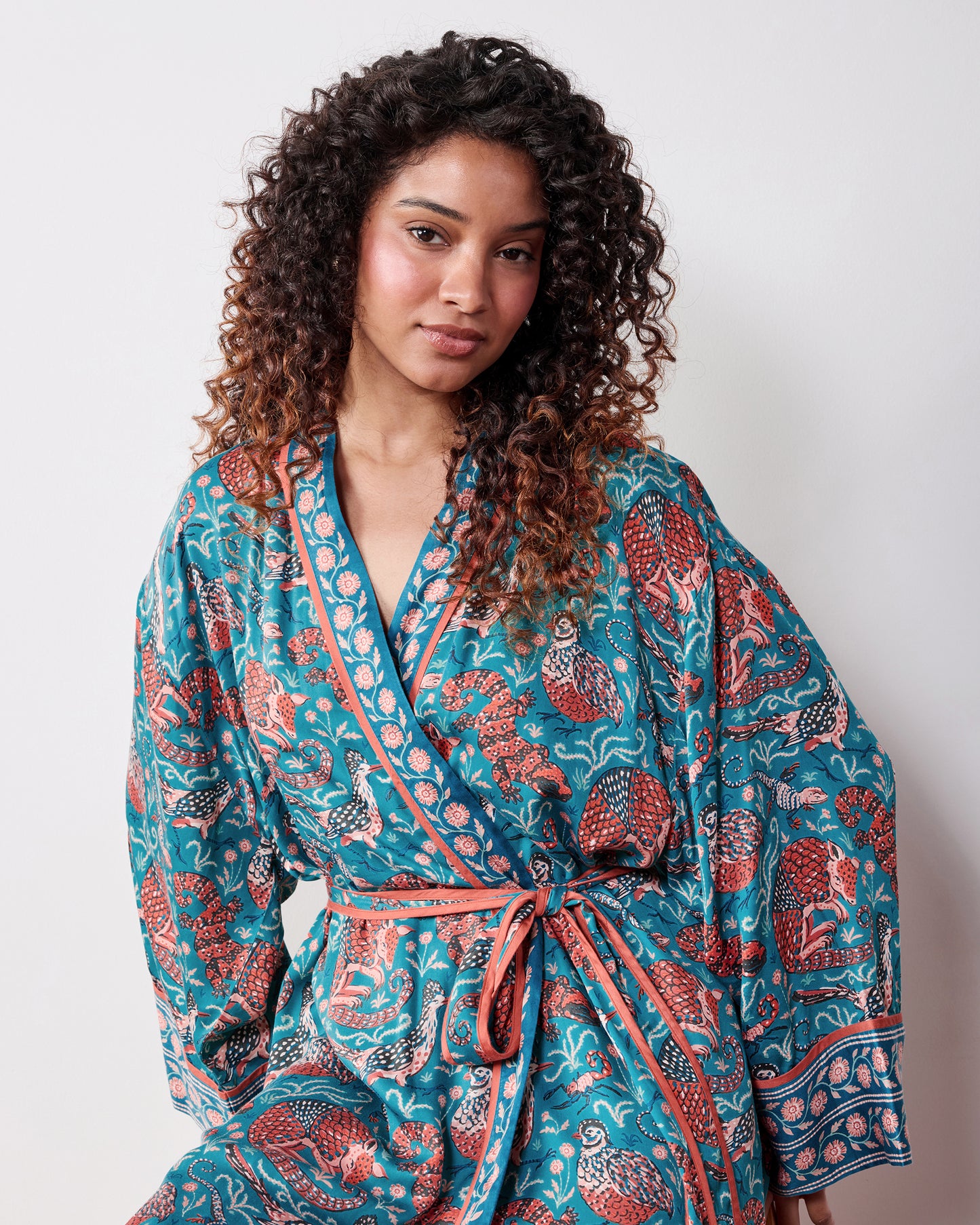Canyon Critters - Eco Satin Robe - Teal