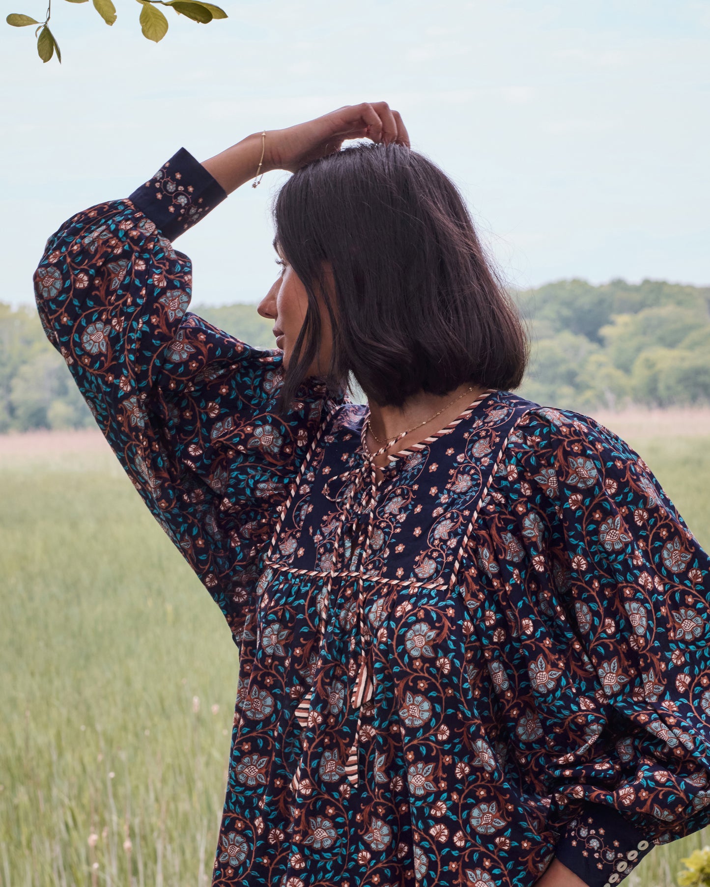 Valley Garden - Josephine Blouse - Midnight Sky