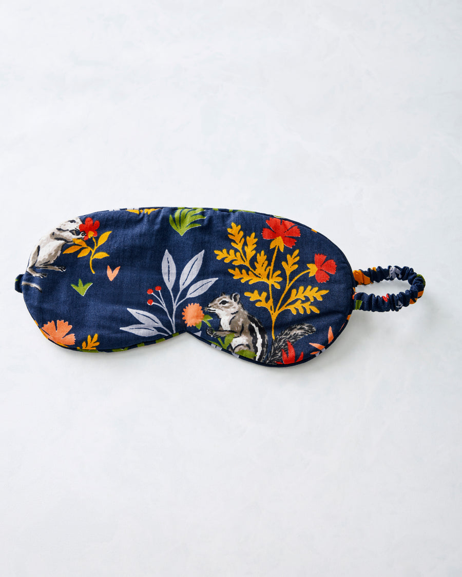 Woodland Critters - Three’s Best Pouch & Eye Mask Bundle - Indigo