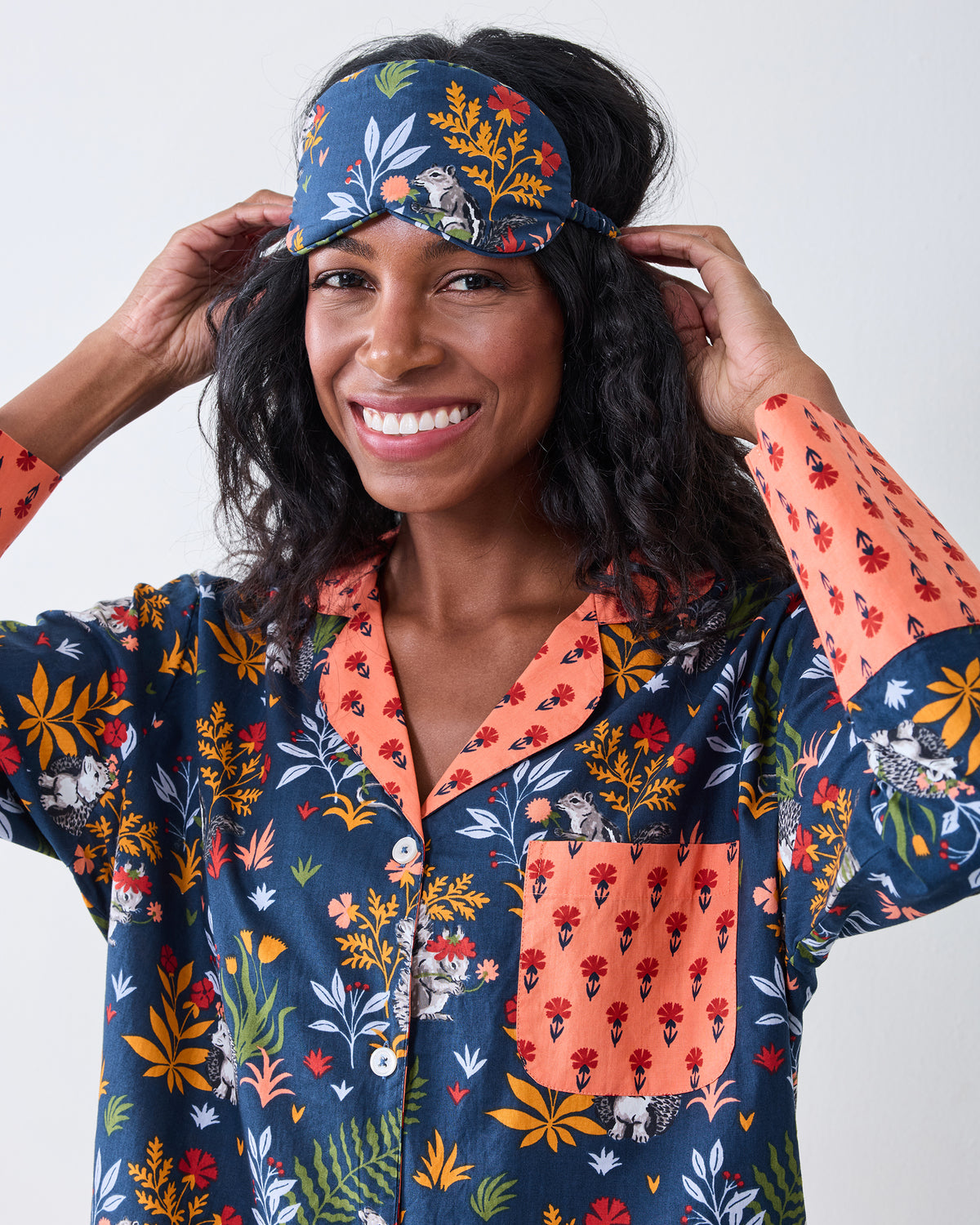 Woodland Critters - Eye Mask - Indigo