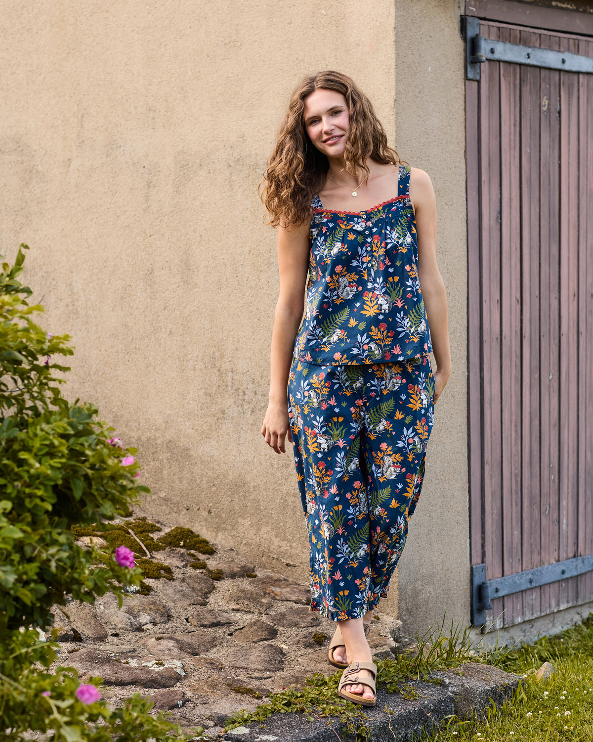 Woodland Critters - Back To Bed Cropped Set - Indigo