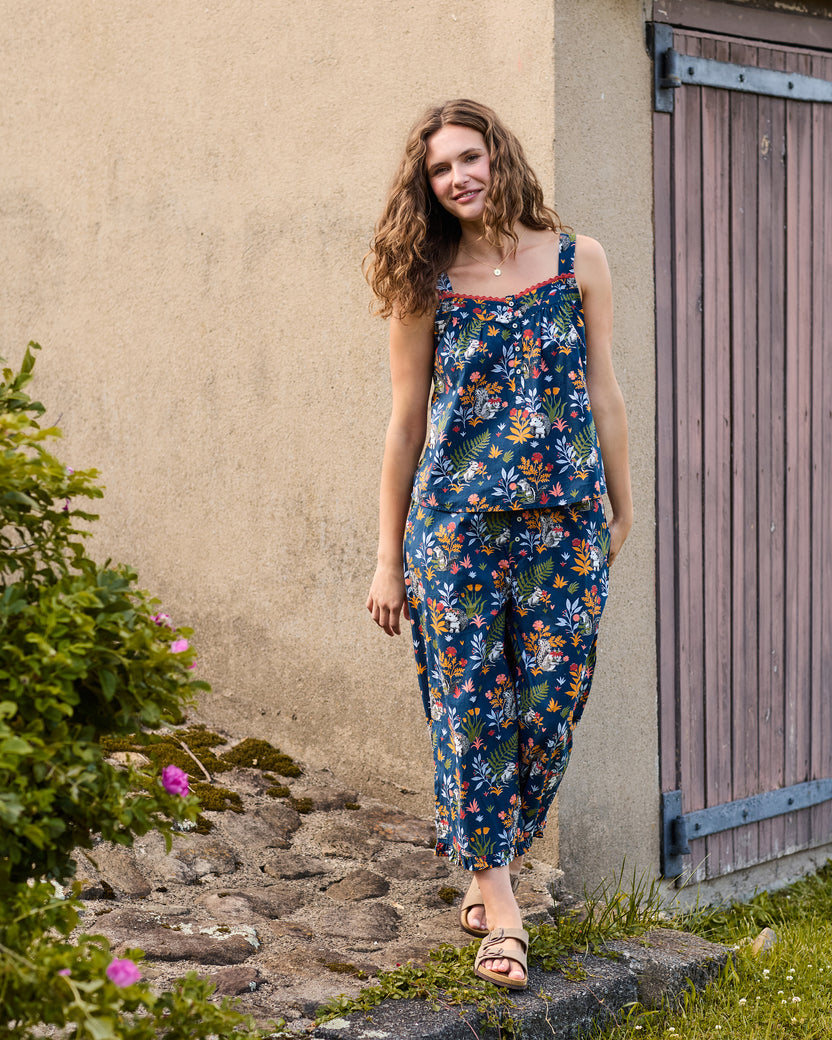 Woodland Critters - Back To Bed Cropped Set - Indigo