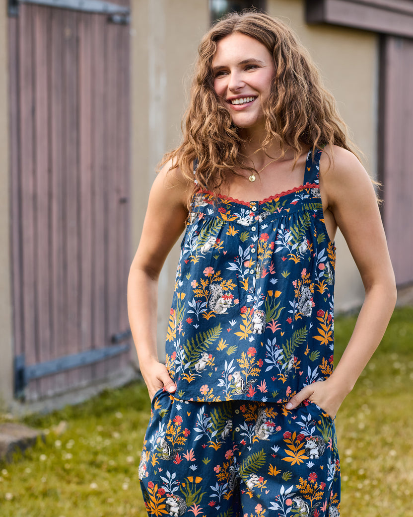 Woodland Critters - Back To Bed Cropped Set - Indigo