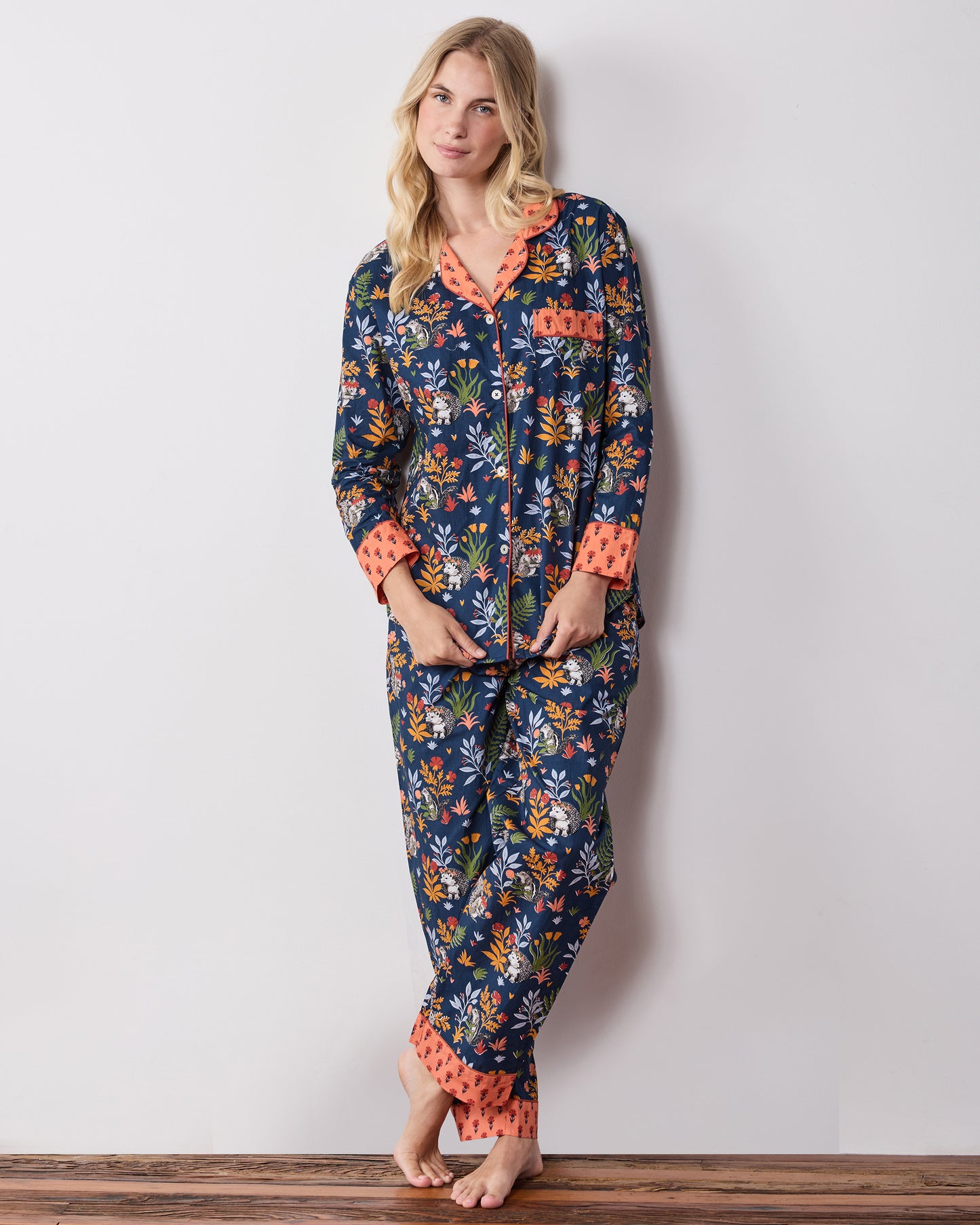Woodland Critters - Petite Long PJ Set - Indigo