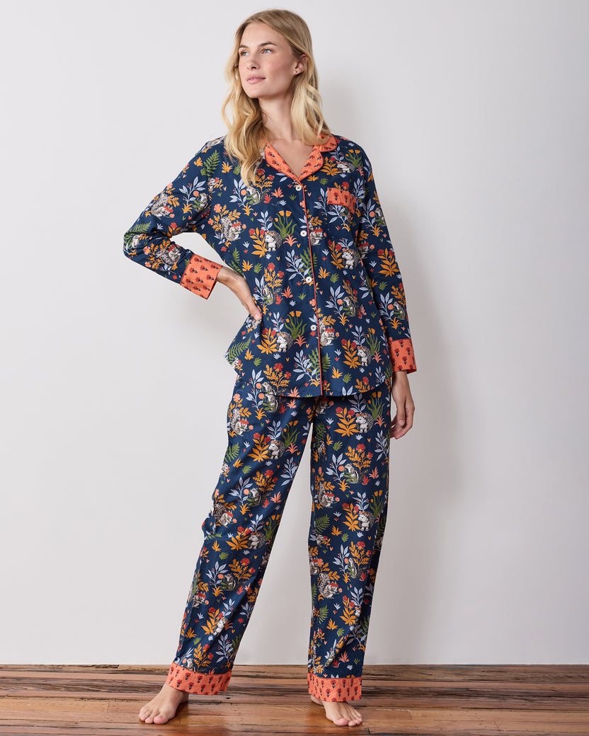 Woodland Critters - Tall Long PJ Set - Indigo