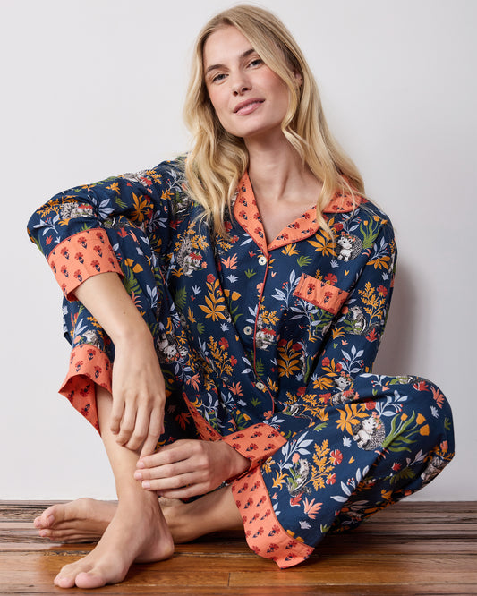 Woodland Critters - Petite Long PJ Set - Indigo