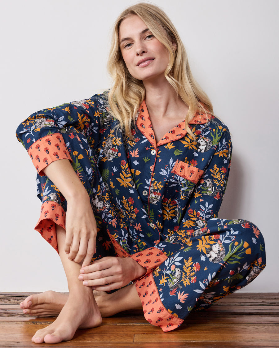 Woodland Critters - Petite Long PJ Set - Indigo