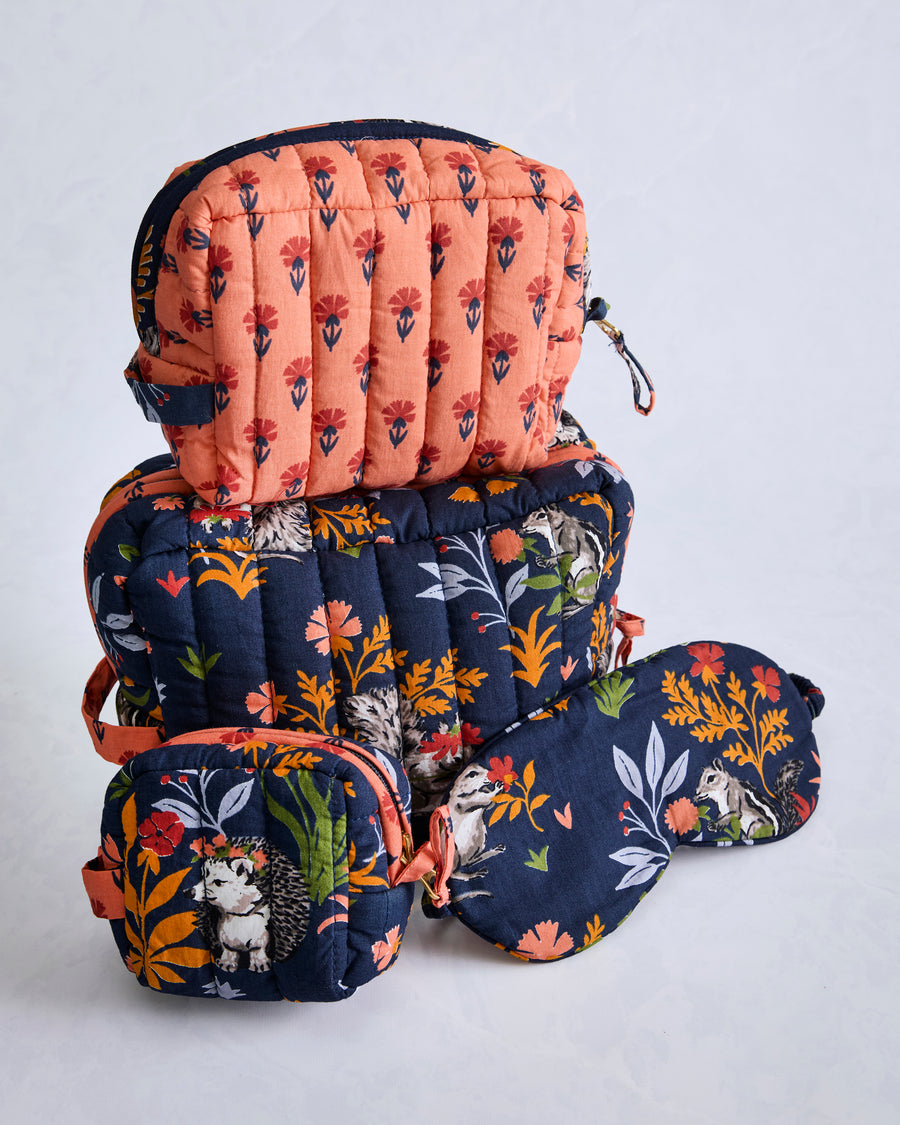 Woodland Critters - Three’s Best Pouch & Eye Mask Bundle - Indigo