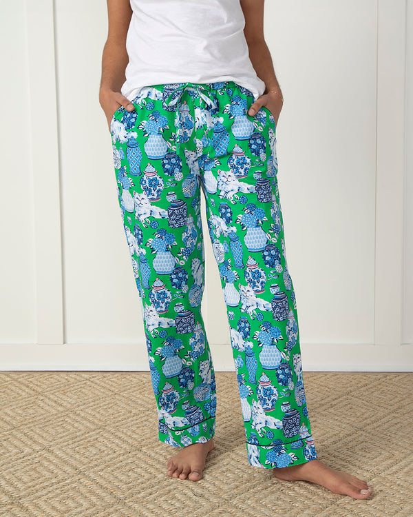 Fancy Cat Women s Organic Cotton Pajama Pants Green Juice