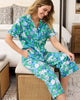 Fancy Cat - Short Sleeve Top & Cropped Pajama Pants Set - Green Juice - Printfresh