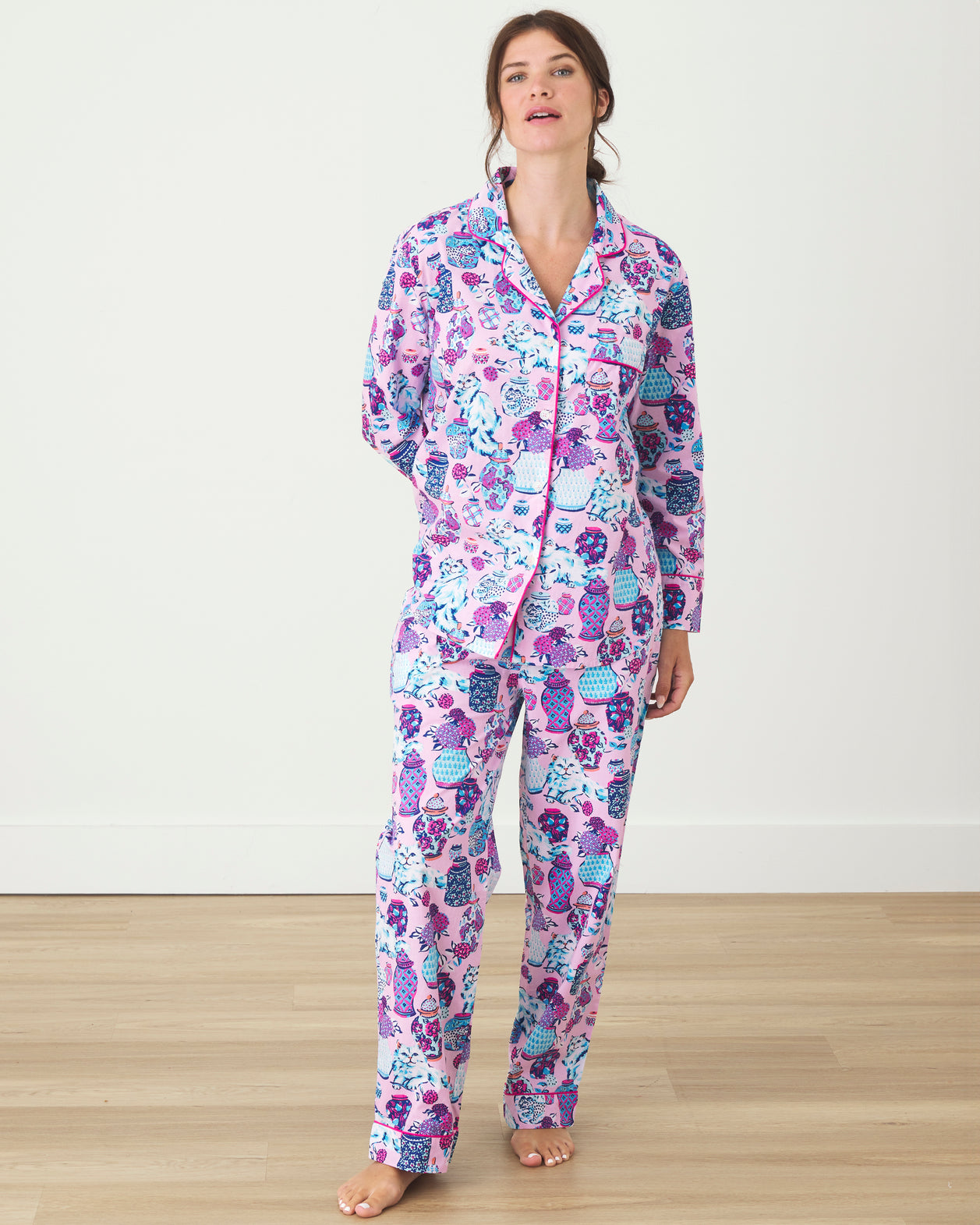 Fancy Cat - Long PJ Set - Rose - Printfresh