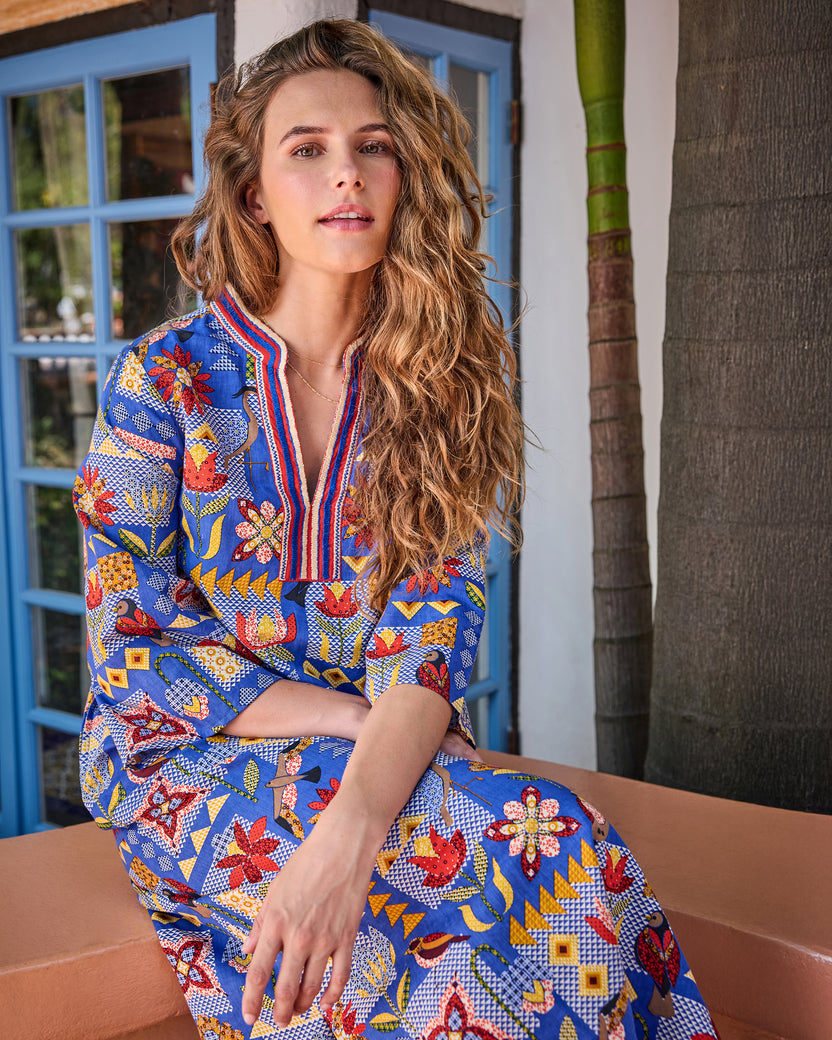 Songbird Quilt - Paloma Dress - Blue Jean - Printfresh