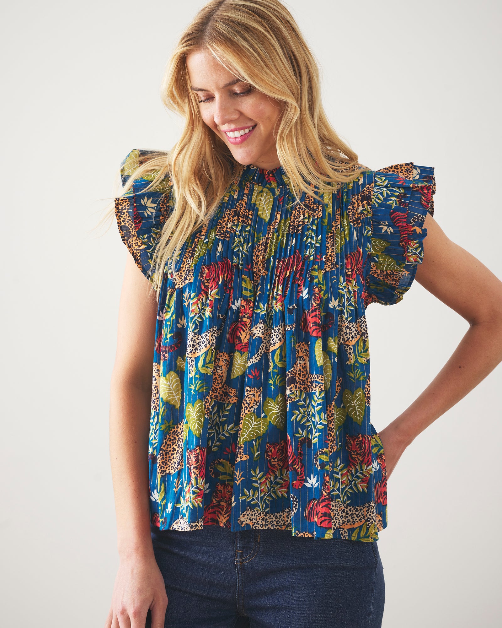 Feline Fatale - When in Doubt Blouse - Midnight Swim - Printfresh