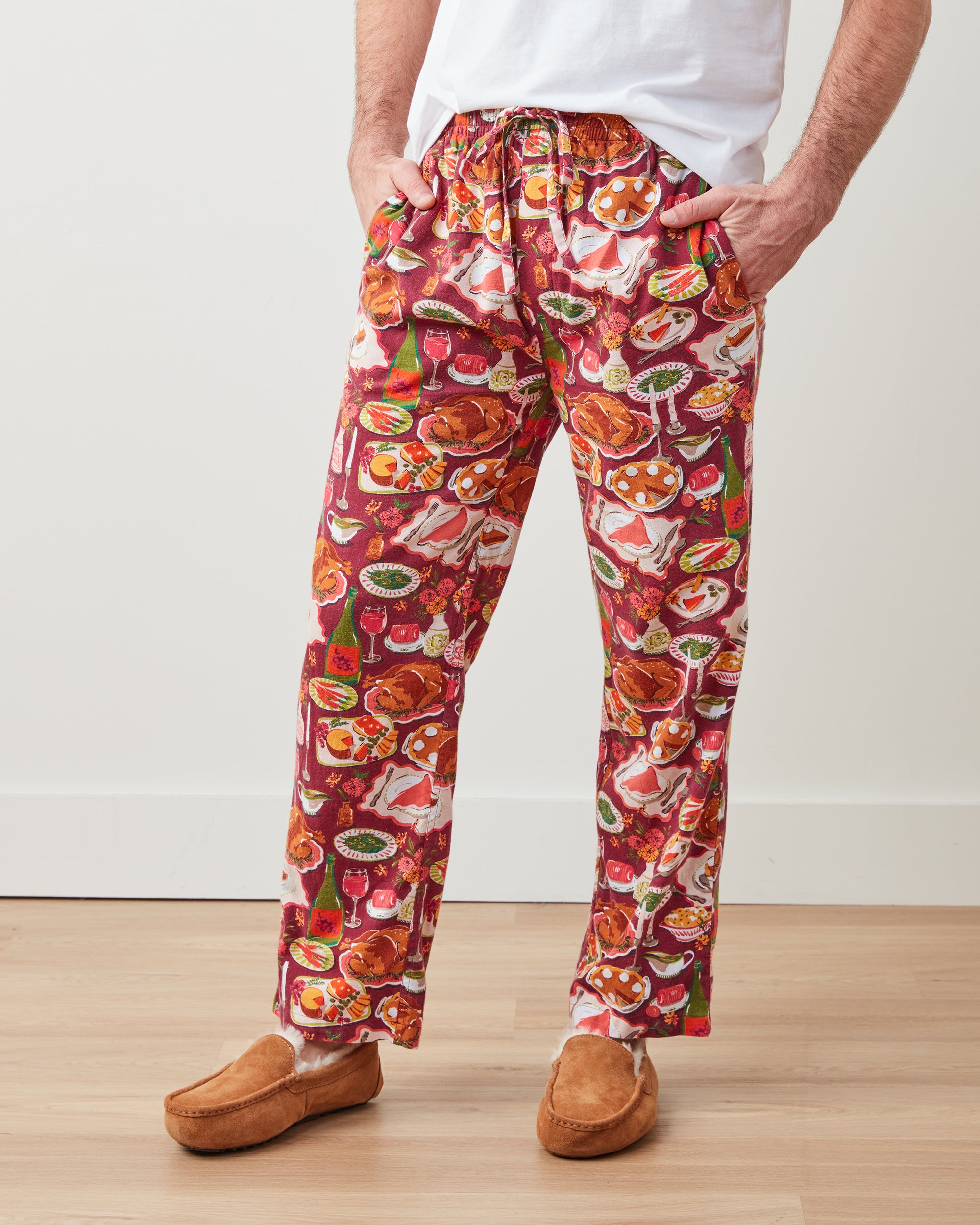 Festive Feast - Men's Flannel PJ Pants - Cranberry Sauce - Printfresh