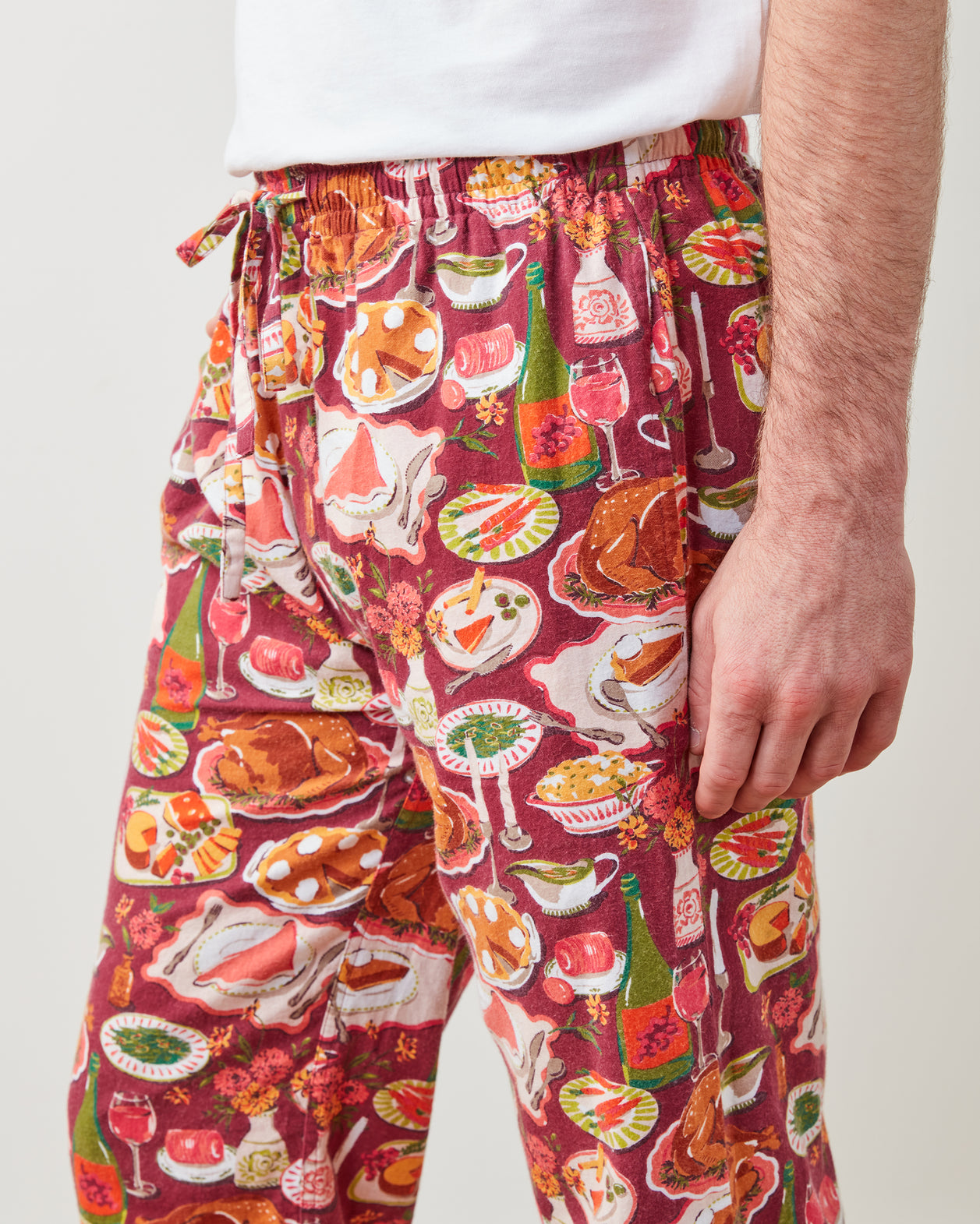 Festive Feast - Flannel Mens PJ Pants - Cranberry Sauce - Printfresh