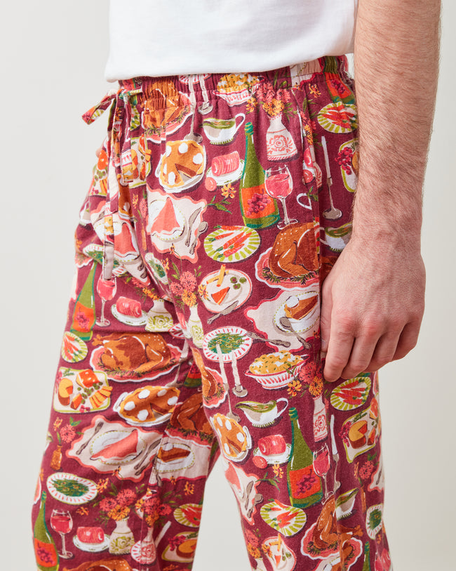 Festive Feast - Men's Flannel PJ Pants - Cranberry Sauce - Printfresh