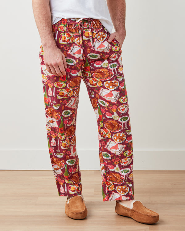 Festive Feast - Men's Flannel PJ Pants - Cranberry Sauce - Printfresh