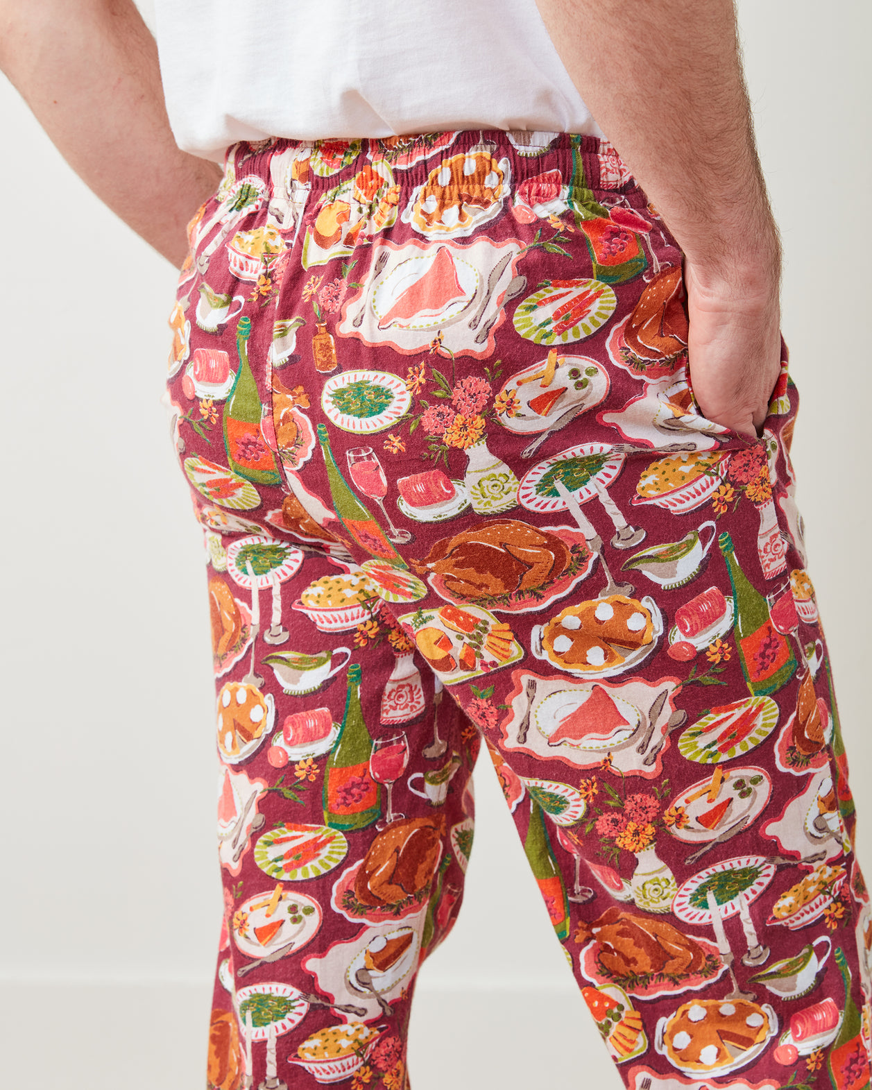 Festive Feast - Flannel Mens PJ Pants - Cranberry Sauce - Printfresh