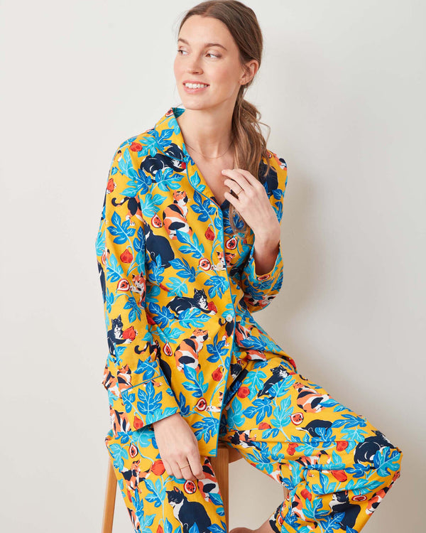 Figs & Felines - Long PJ Set - Goldenrod - Printfresh