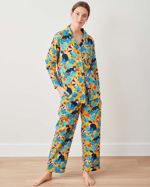 Figs & Felines - Long PJ Set - Goldenrod - Printfresh