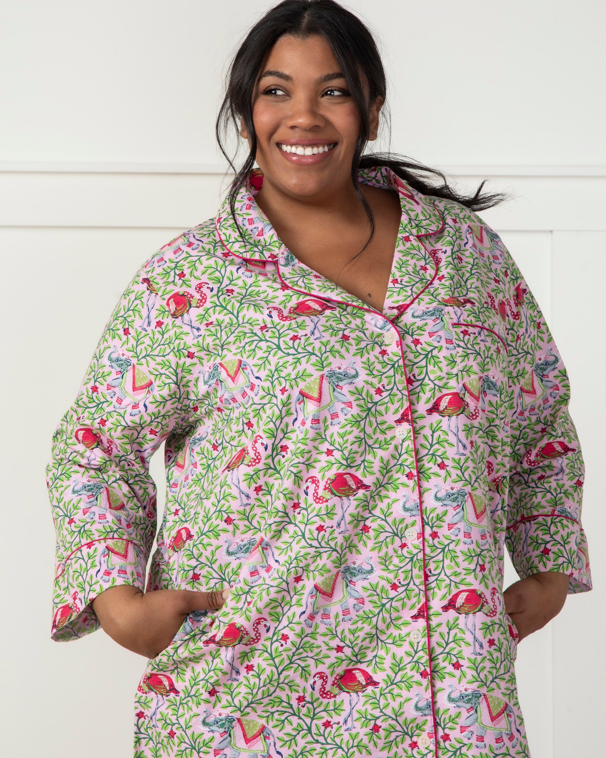 Rainbow Shops Womens Plus Size Under the Stars Pajama Top and Printed Lounge  Pants, Pink, Size 1X