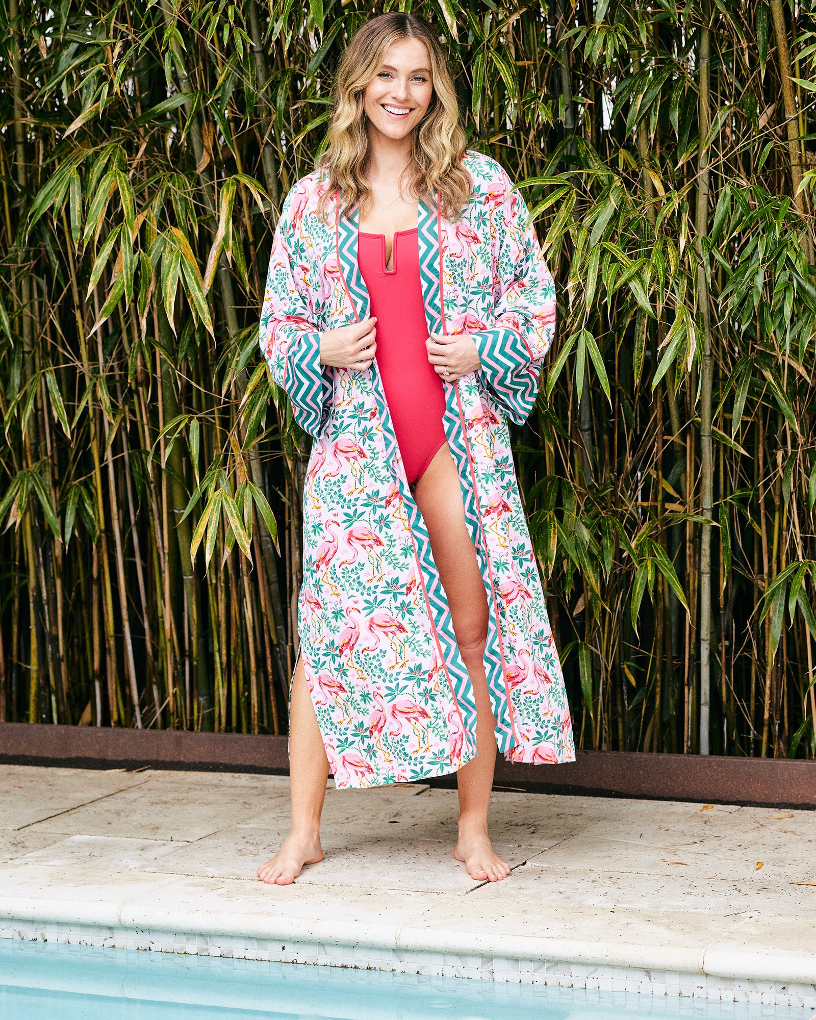 Flock of Flamingos - Satin Robe - Rose - Printfresh