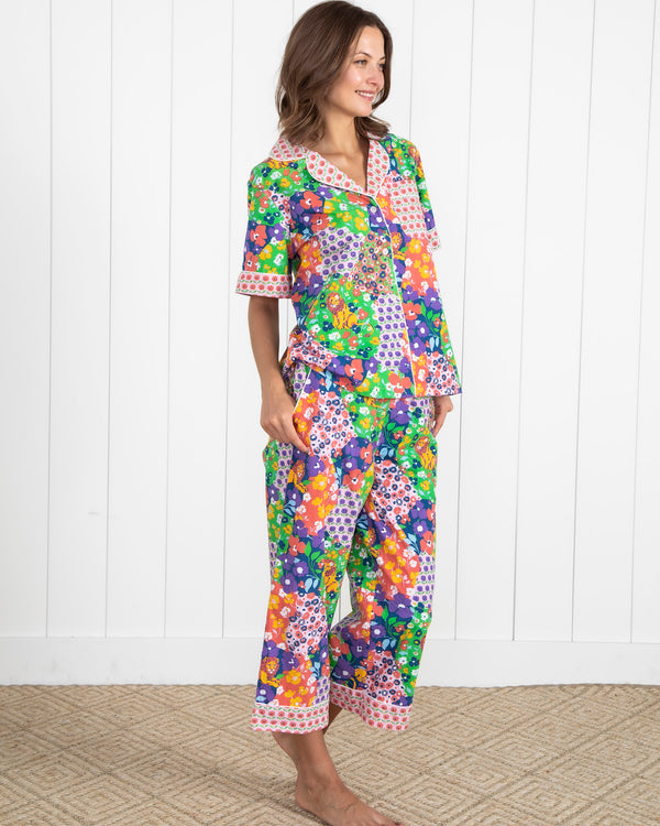 Flower Power - Short Sleeve Top & Cropped Pants Set - Grape Soda - Printfresh