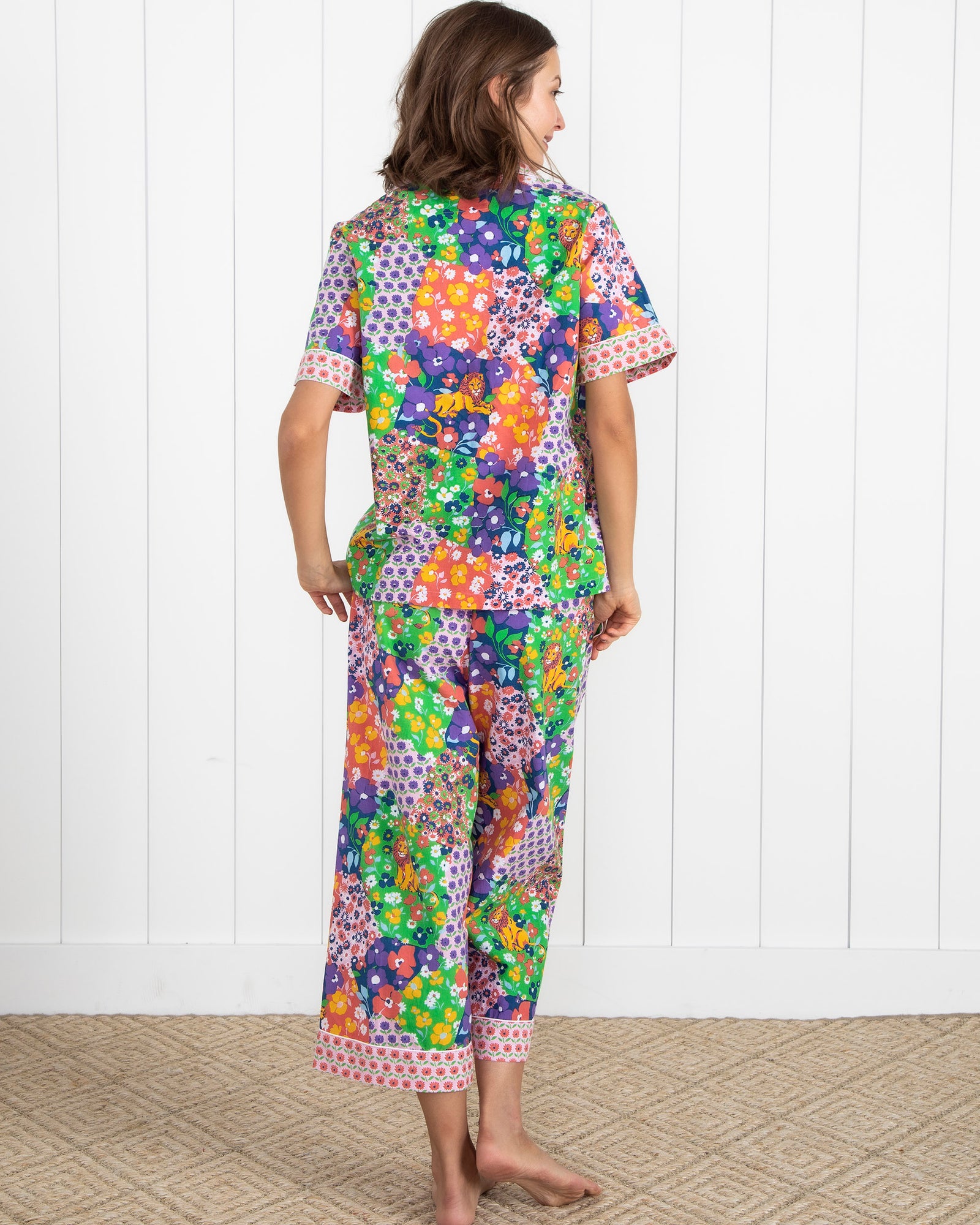 Flower Power - Short Sleeve Top & Cropped Pants Set - Grape Soda - Printfresh