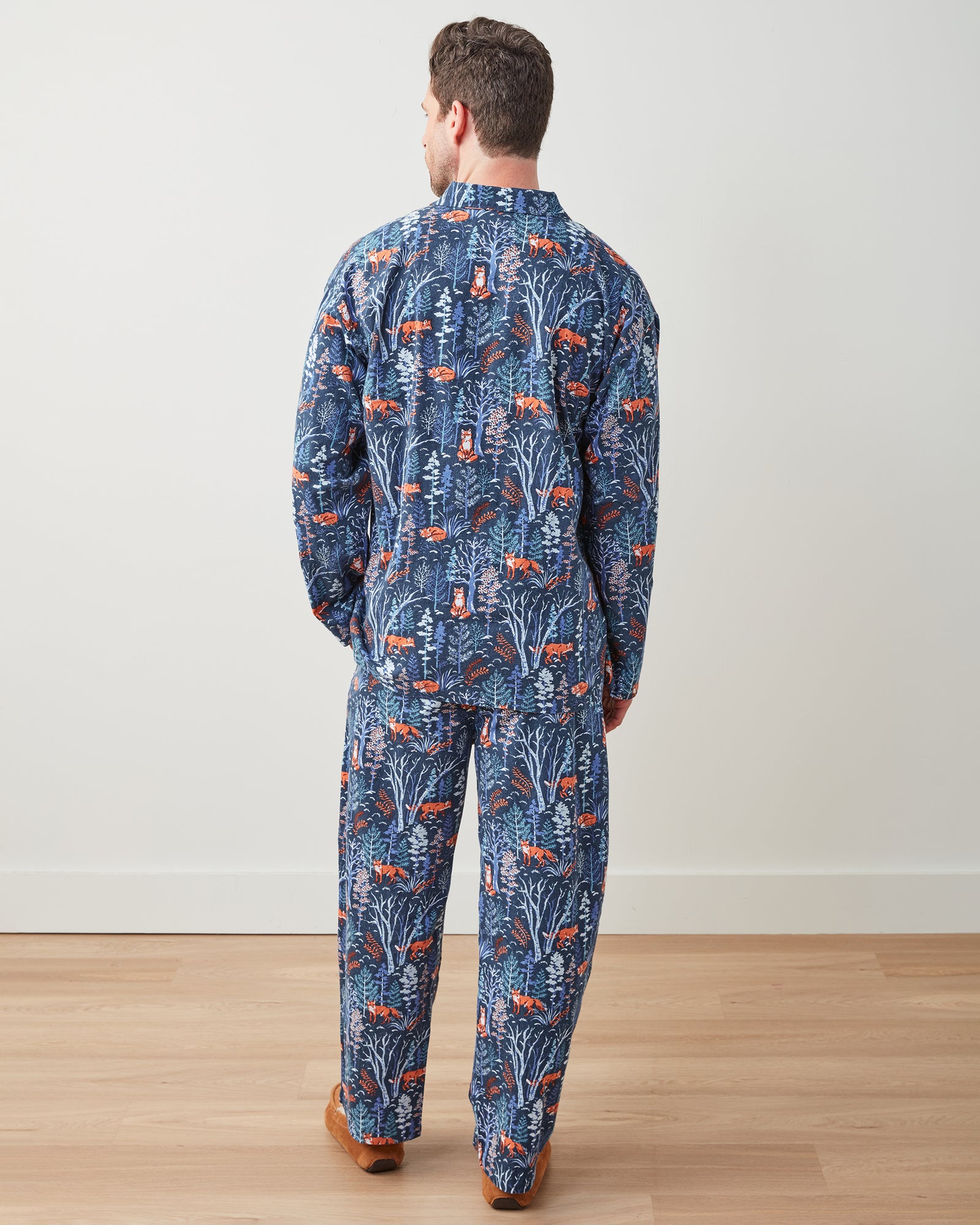 Fox & Folklore - Men's Flannel Long PJ Set - Indigo - Printfresh